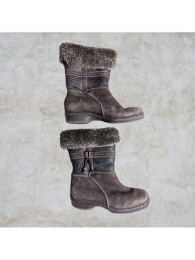 Blondo Women's Masym Real Leather Shearling Winter Rain Boots Brown 7.5 Western